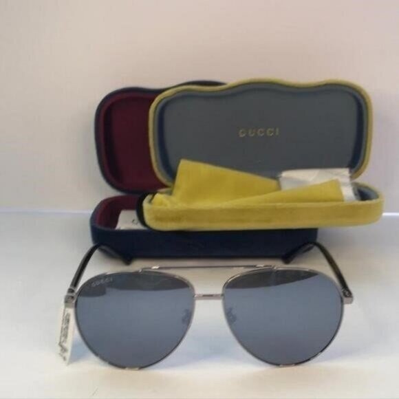 New 💯 Original Gucci Blue Pilot Unisex Sunglasses GG0043SA 001 61 - Picture 12 of 13